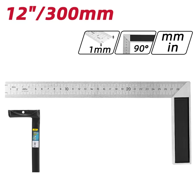 DELI μεταλλικός γωνιακός χάρακας DL302300, 300mm 6 DELI μεταλλικός γωνιακός χάρακας DL302300, 300mm - Image 4