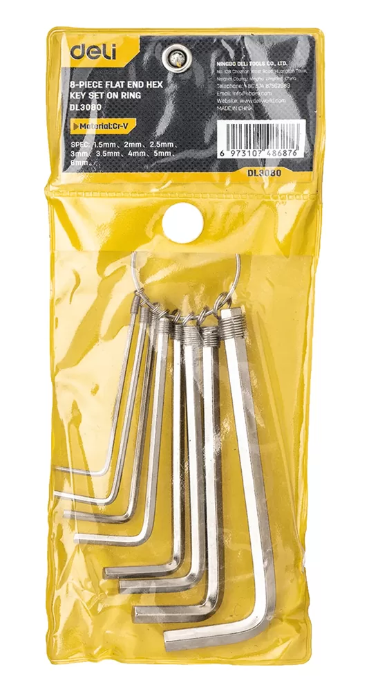 DELI σετ κλειδιά Allen DL3080 σε σχήμα L, με κρίκο κλειδιών, 8τμχ 6 DELI σετ κλειδιά Allen DL3080 σε σχήμα L, με κρίκο κλειδιών, 8τμχ - Image 4