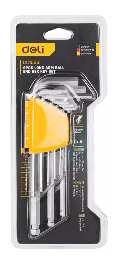 DELI σετ κλειδιά Allen DL3088 με μακρύ βραχίονα, 1.5-10mm, Cr-V, 9τμχ 5 DELI σετ κλειδιά Allen DL3088 με μακρύ βραχίονα, 1.5-10mm, Cr-V, 9τμχ - Image 3
