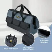 DELI τσάντα εργαλείων χειρός DL430018, υφασμάτινη, 40x20x27cm, γκρι 3
