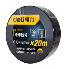 DELI μονωτική ταινία υψηλής αντοχής DL5261B, 18mm x 20m, μαύρη