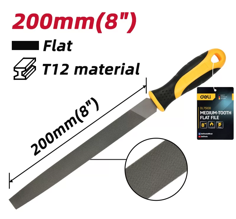 DELI λίμα πλατιά DL75108 με αντιολισθητική λαβή, μετάλλου, 200mm 4 DELI λίμα πλατιά DL75108 με αντιολισθητική λαβή, μετάλλου, 200mm - Image 2
