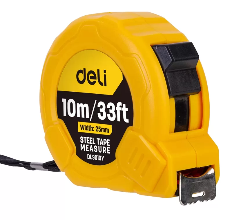 DELI μέτρο DL9010Y, με κλείδωμα & clip ζώνης, 10m/33ft x 25mm 3 DELI μέτρο DL9010Y, με κλείδωμα & clip ζώνης, 10m/33ft x 25mm