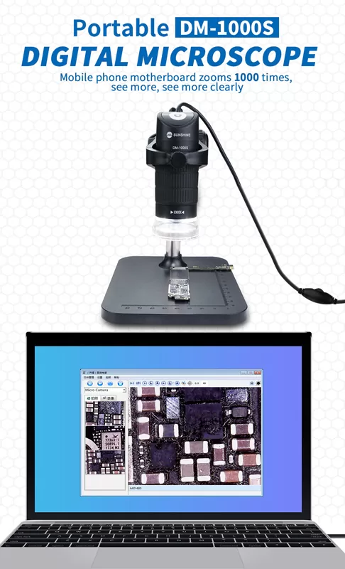 SUNSHINE ψηφιακό μικροσκόπιο DM-1000S, 50x-1000x, USB, LED 4 SUNSHINE ψηφιακό μικροσκόπιο DM-1000S, 50x-1000x, USB, LED - Image 2