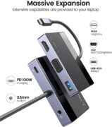 ORICO docking station DM-5P, 5 θυρών, USB-C σύνδεση, 100W PD, 4K, μαύρο 3