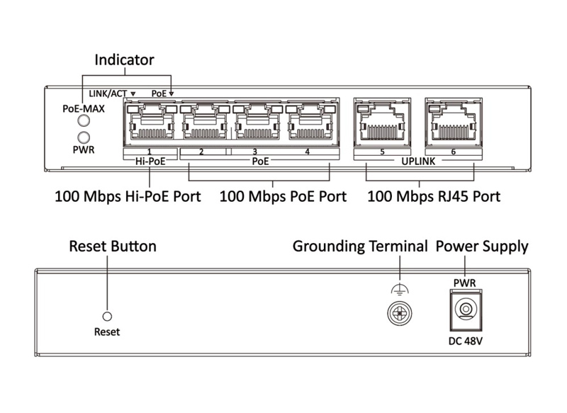 HIKVISION Managed switch DS-3E1106HP-EI, 4x PoE & 2x RJ45 ports, 100Mbps 4 HIKVISION Managed switch DS-3E1106HP-EI, 4x PoE & 2x RJ45 ports, 100Mbps - Image 2