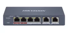 HIKVISION Managed switch DS-3E1106HP-EI, 4x PoE & 2x RJ45 ports, 100Mbps
