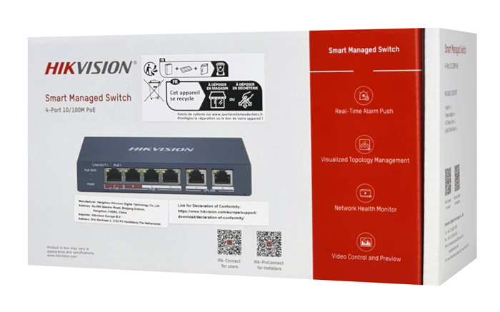 HIKVISION Managed switch DS-3E1106HP-EI, 4x PoE & 2x RJ45 ports, 100Mbps 6 HIKVISION Managed switch DS-3E1106HP-EI, 4x PoE & 2x RJ45 ports, 100Mbps - Image 4