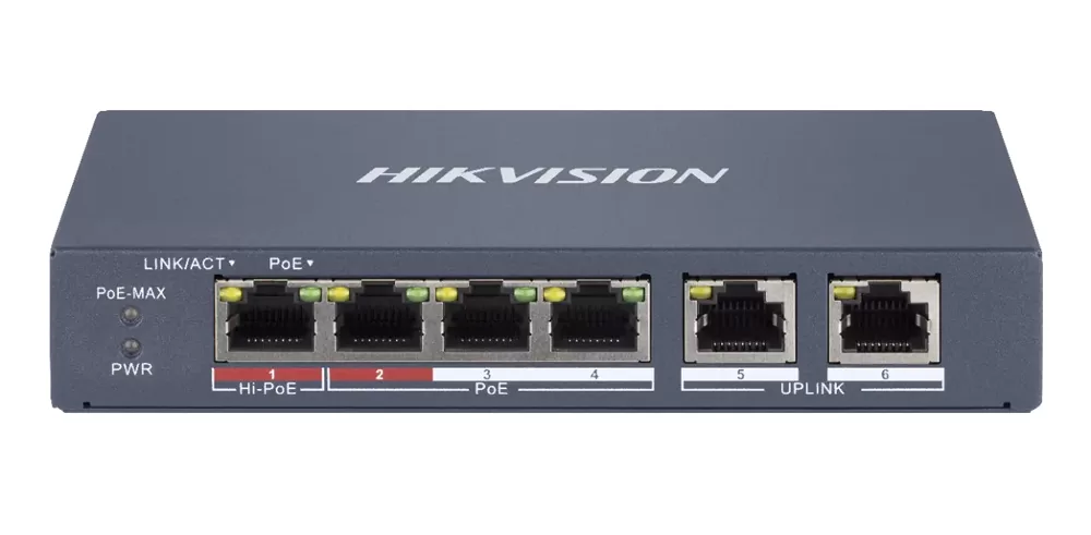 HIKVISION Managed switch DS-3E1106HP-EI, 4x PoE & 2x RJ45 ports, 100Mbps 3 HIKVISION Managed switch DS-3E1106HP-EI, 4x PoE & 2x RJ45 ports, 100Mbps
