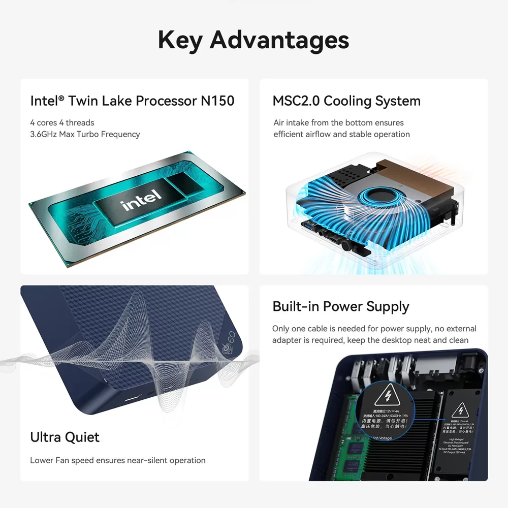 BEELINK mini PC EQ14, Intel N150, 16GB, 500GB M.2, Windows 11 Pro 10 BEELINK mini PC EQ14, Intel N150, 16GB, 500GB M.2, Windows 11 Pro - Image 8