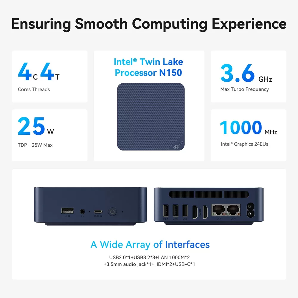 BEELINK mini PC EQ14, Intel N150, 16GB, 500GB M.2, Windows 11 Pro 11 BEELINK mini PC EQ14, Intel N150, 16GB, 500GB M.2, Windows 11 Pro - Image 9