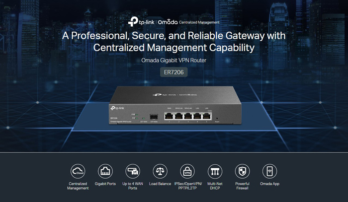 TP-LINK Gigabit VPN Router ER7206, 5x Gigabit & 1x SFP port, Ver. 1.0 4 TP-LINK Gigabit VPN Router ER7206, 5x Gigabit & 1x SFP port, Ver. 1.0 - Image 2