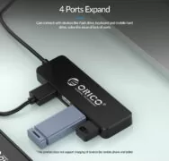 ORICO USB hub FL01, 4x θυρών, USB 2.0, 480Mbps, USB σύνδεση, μαύρο 2