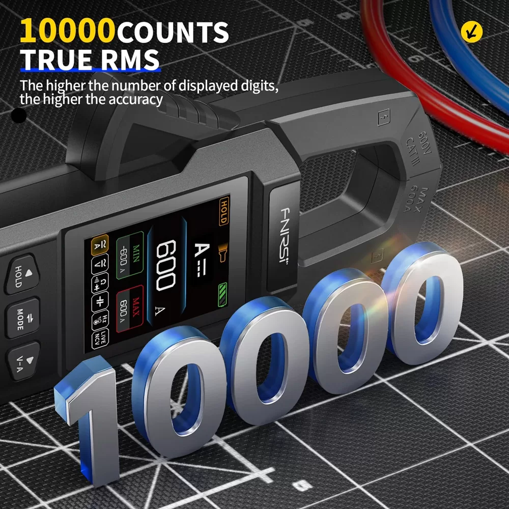 FNIRSI ψηφιακή αμπεροτσιμπίδα/πολύμετρο DMC-100, 600A AC/DC, NCV, True RMS, επαναφορτιζόμενη 7 FNIRSI ψηφιακή αμπεροτσιμπίδα/πολύμετρο DMC-100, 600A AC/DC, NCV, True RMS, επαναφορτιζόμενη - Image 5
