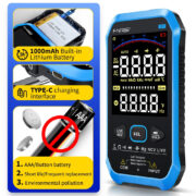 FNIRSI ψηφιακό πολύμετρο S1, 1000V AC/DC, NCV, RMS, επαναφορτιζόμενο 4