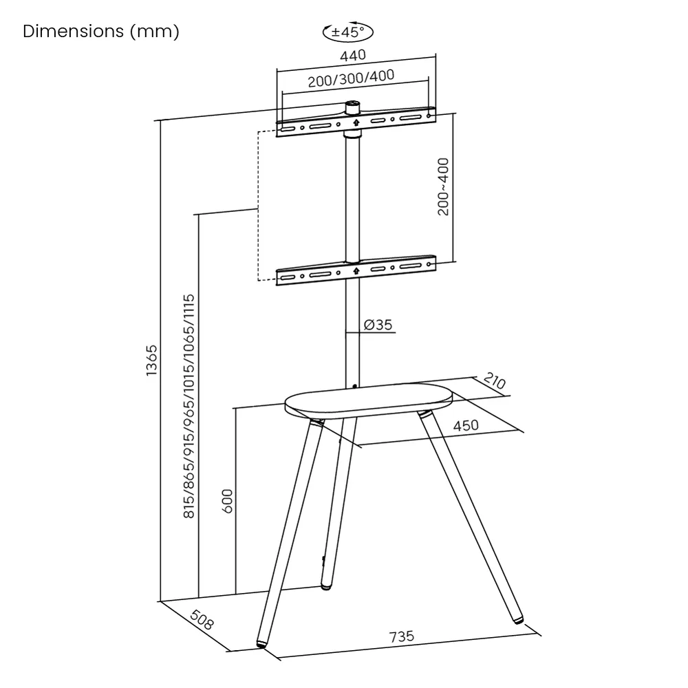 BRATECK βάση τηλεόρασης δαπέδου FS28-44F-04, 43-65", έως 35kg, με ράφι 8 BRATECK βάση τηλεόρασης δαπέδου FS28-44F-04, 43-65", έως 35kg, με ράφι - Image 6