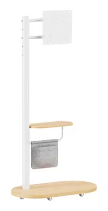 BRATECK βάση τηλεόρασης δαπέδου FS54-22T-02W, 17-43", έως 15kg, με ράφι & ροδάκια, λευκή