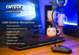 CMTECK επιτραπέζιο μικρόφωνο G006Plus με εύκαμπτο βραχίονα, omnidirectional, USB, μαύρο 2