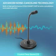 CMTECK επιτραπέζιο μικρόφωνο G009 με εύκαμπτο βραχίονα, omnidirectional, USB, μαύρο 4