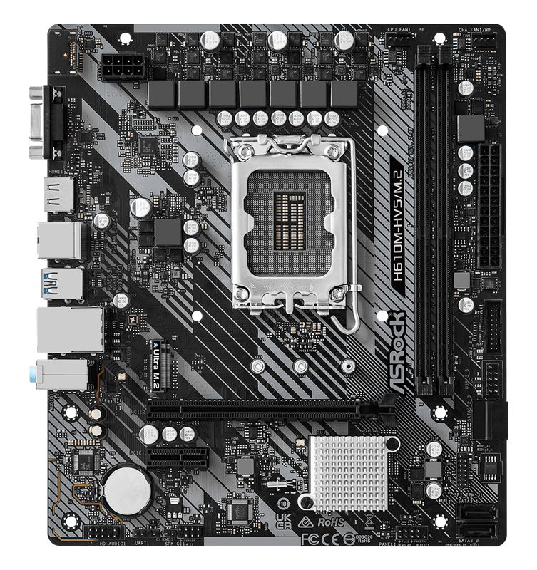 ASROCK μητρική H610M-HVS/M.2 R2.0, 2x DDR4, s1700, USB 3.2 Gen1, mATX 5 ASROCK μητρική H610M-HVS/M.2 R2.0, 2x DDR4, s1700, USB 3.2 Gen1, mATX - Image 3