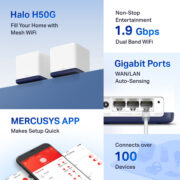 MERCUSYS Mesh Wi-Fi System Halo H50G, 1.9Gbps Dual Band, 3τμχ, Ver. 1.0 2
