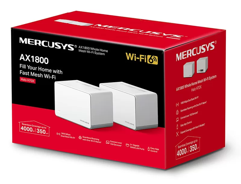 MERCUSYS Mesh Wi-Fi 6 System Halo H70X, 1.8Gbps Dual Band, 2τμχ, Ver 1.0 5 MERCUSYS Mesh Wi-Fi 6 System Halo H70X, 1.8Gbps Dual Band, 2τμχ, Ver 1.0 - Image 3