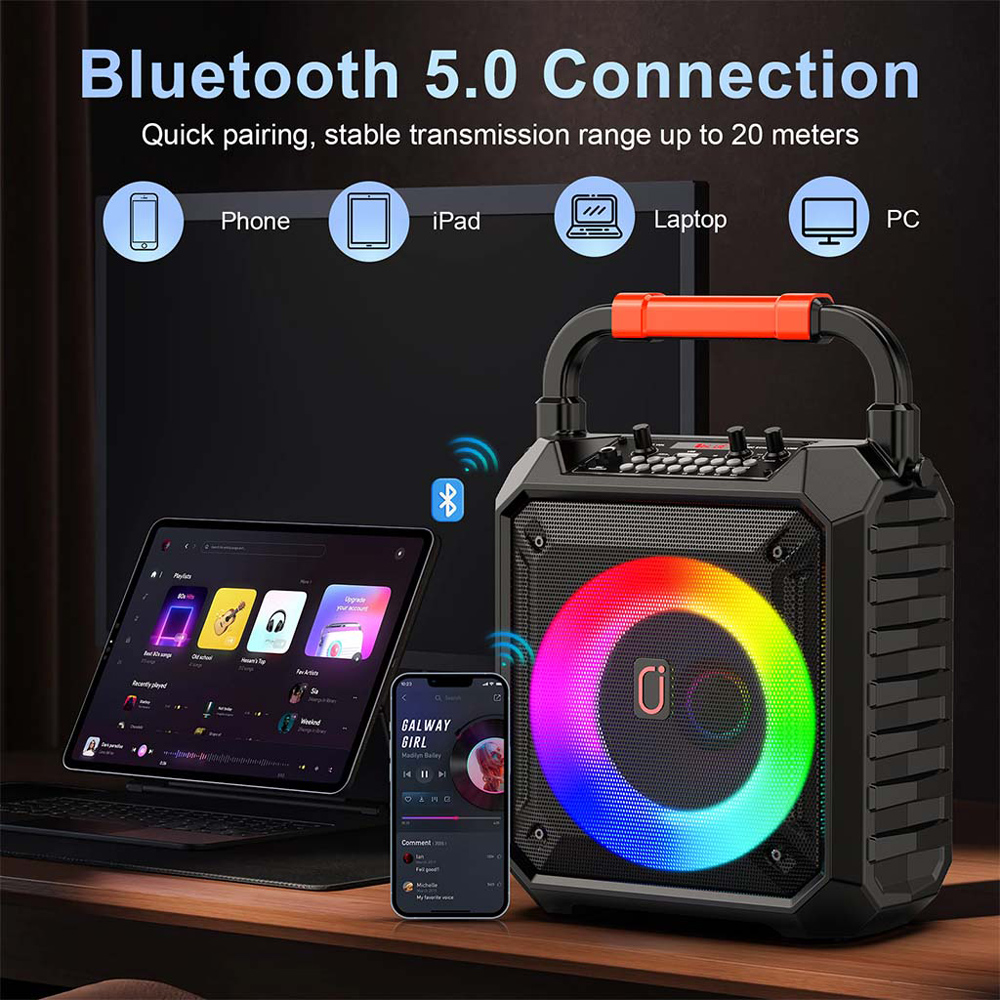 JYX φορητό ηχείο T17-T με 2x μικρόφωνα, 15W, 3000mah, LED, μαύρο 9 JYX φορητό ηχείο T17-T με 2x μικρόφωνα, 15W, 3000mah, LED, μαύρο - Image 7