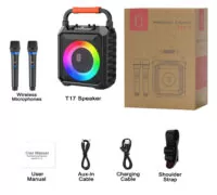 JYX φορητό ηχείο T17-T με 2x μικρόφωνα, 15W, 3000mah, LED, μαύρο 11