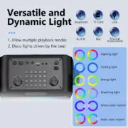 JYX φορητό ηχείο T19-T με 2x μικρόφωνα, 18W, 3000mah, LED, μαύρο 2