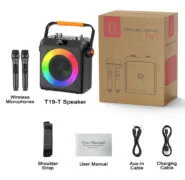 JYX φορητό ηχείο T19-T με 2x μικρόφωνα, 18W, 3000mah, LED, μαύρο 9