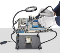 KAISI βάση πλακέτας PCB TE-808 με μεγεθυντικό φακό & βραχίονες, μαύρη 2