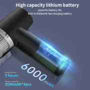 KINZIR 2 σε 1 σκουπάκι χειρός & air duster VC43, 70W, 6000mAh, μαύρο 5