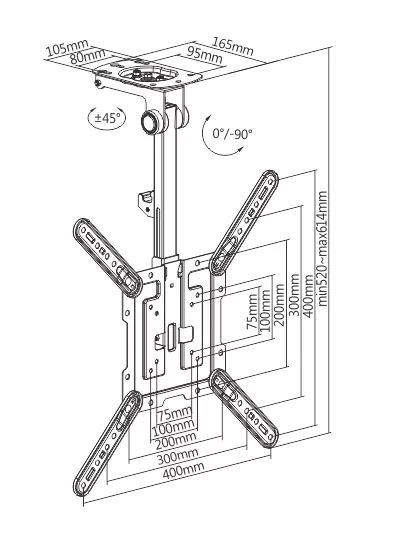 BRATECK βάση τηλεόρασης οροφής LCD-CM344, 23-55", έως 20kg 7 BRATECK βάση τηλεόρασης οροφής LCD-CM344, 23-55", έως 20kg - Image 5
