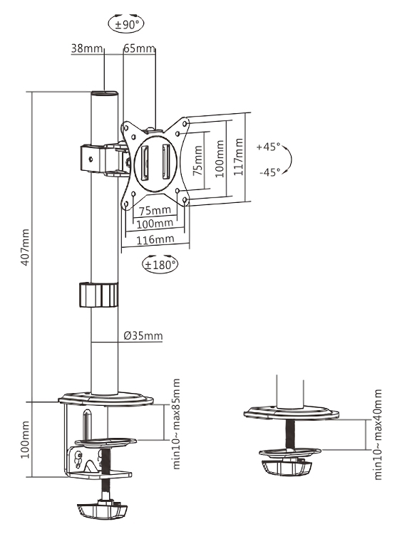 BRATECK βάση γραφείου οθόνης LDT66-C01, 17-32", έως 9kg 6 BRATECK βάση γραφείου οθόνης LDT66-C01, 17-32", έως 9kg - Image 4