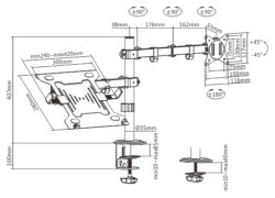 BRATECK βάση γραφείου οθόνης LDT66-C024ML, 17-32", έως 9kg, με θέση για laptop 14 BRATECK βάση γραφείου οθόνης LDT66-C024ML, 17-32", έως 9kg, με θέση για laptop 6