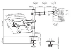 BRATECK βάση γραφείου οθόνης LDT66-C024ML, 17-32", έως 9kg, με θέση για laptop 6