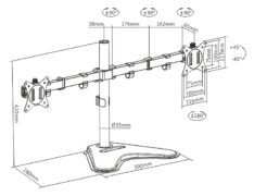 BRATECK βάση γραφείου για 2x οθόνες LDT66-T024, 17-32", έως 9kg 12 BRATECK βάση γραφείου για 2x οθόνες LDT66-T024, 17-32", έως 9kg 5