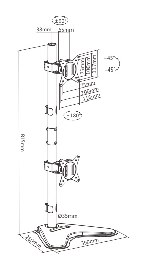 BRATECK βάση γραφείου για 2x οθόνες LDT66-T02V, 17-32", έως 9kg 7 BRATECK βάση γραφείου για 2x οθόνες LDT66-T02V, 17-32", έως 9kg - Image 5