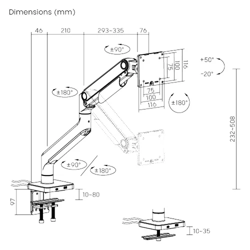 BRATECK βάση γραφείου οθόνης LDT74-C012UC, 17-49", έως 20kg, heavy duty 12 BRATECK βάση γραφείου οθόνης LDT74-C012UC, 17-49", έως 20kg, heavy duty - Image 10