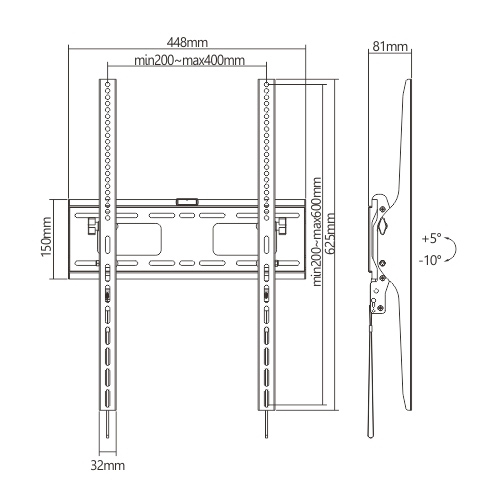 BRATECK επιτοίχια βάση τηλεόρασης LP42-64AT, 37-75", έως 75kg, οριζόντια 9 BRATECK επιτοίχια βάση τηλεόρασης LP42-64AT, 37-75", έως 75kg, οριζόντια - Image 7
