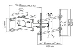 BRATECK επιτοίχια βάση τηλεόρασης LPA49-463D, 37-70", 60kg, heavy duty, full motion 11 BRATECK επιτοίχια βάση τηλεόρασης LPA49-463D, 37-70", 60kg, heavy duty, full motion 4