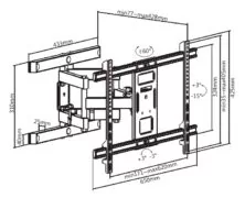 BRATECK επιτοίχια βάση τηλεόρασης LPA61-466, 37-80", έως 60kg, full motion 5