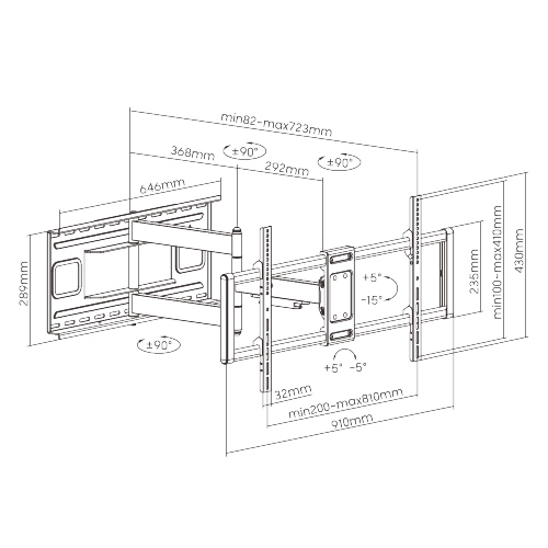 BRATECK επιτοίχια βάση τηλεόρασης LPA77-483, 43-90", 80kg, heavy duty, full motion 9 BRATECK επιτοίχια βάση τηλεόρασης LPA77-483, 43-90", 80kg, heavy duty, full motion - Image 7