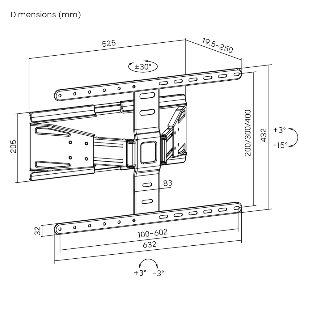 BRATECK επιτοίχια βάση τηλεόρασης LPA79-464, 43-90", έως 50kg, full motion 10 BRATECK επιτοίχια βάση τηλεόρασης LPA79-464, 43-90", έως 50kg, full motion - Image 8