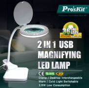 PROSKIT μεγεθυντικός φακός MA-1010U, κλιπ & βάση, LED, 3D 1.75x, λευκός 2