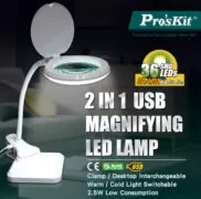 PROSKIT μεγεθυντικός φακός MA-1010U, κλιπ & βάση, LED, 3D 1.75x, λευκός 2