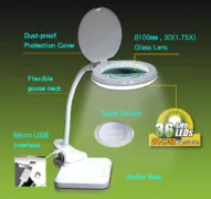 PROSKIT μεγεθυντικός φακός MA-1010U, κλιπ & βάση, LED, 3D 1.75x, λευκός 3