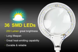 PROSKIT μεγεθυντικός φακός MA-1010U, κλιπ & βάση, LED, 3D 1.75x, λευκός 5
