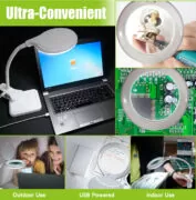 PROSKIT μεγεθυντικός φακός MA-1010U, κλιπ & βάση, LED, 3D 1.75x, λευκός 10