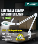 PROSKIT μεγεθυντικός φακός MA-1209LI με σφιγκτήρα, LED, 5D 2.25x, λευκός 2